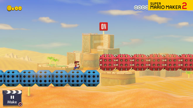 Video of Mario trying to avoid the spikes on a series of Spike Blocks.