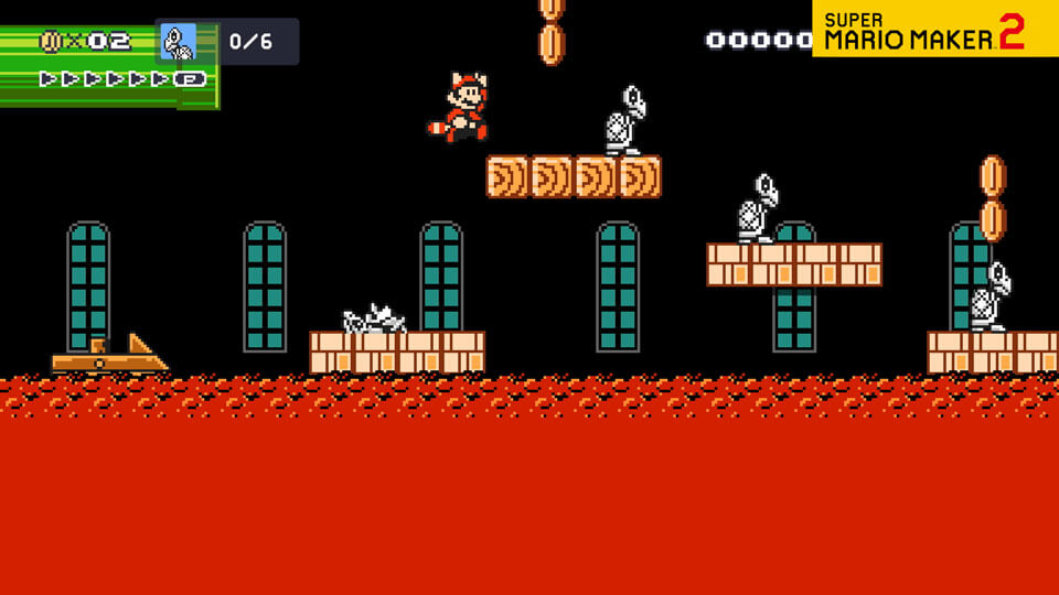 A video of Mario trying to avoid lava in a Castle course.