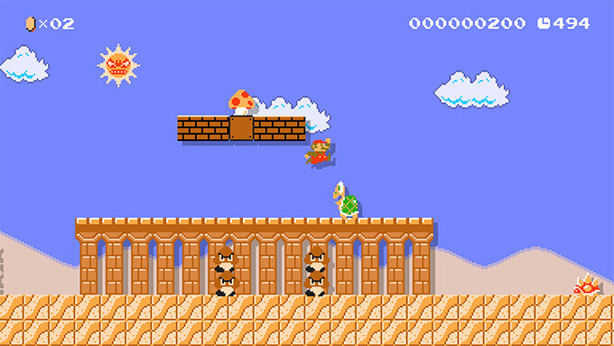 A video of Mario running through a Desert course.