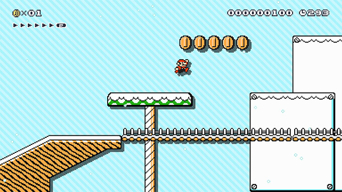 A video of Mario slipping and sliding across an Icy course.